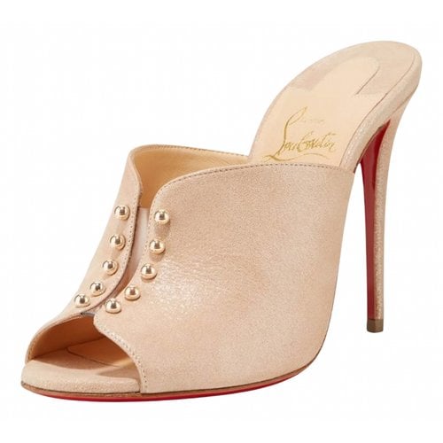 Pre-owned Christian Louboutin Mules In Beige