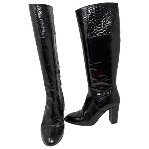 Pre-owned Coach Patent Leather Boots In Black