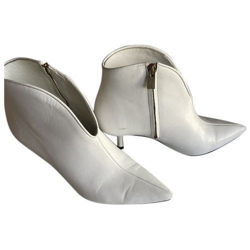 Pre-owned Anine Bing Leather Ankle Boots In White