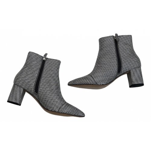 Pre-owned Kurt Geiger Cloth Ankle Boots In Silver