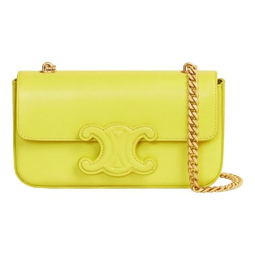 Pre-owned Celine Triomphe Leather Handbag In Yellow