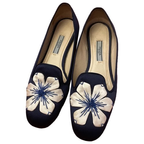 Pre-owned Prada Cloth Ballet Flats In Blue