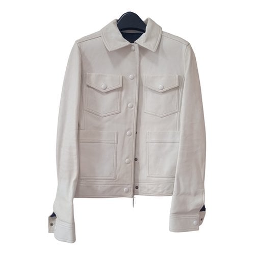 Pre-owned Louis Vuitton Leather Jacket In White