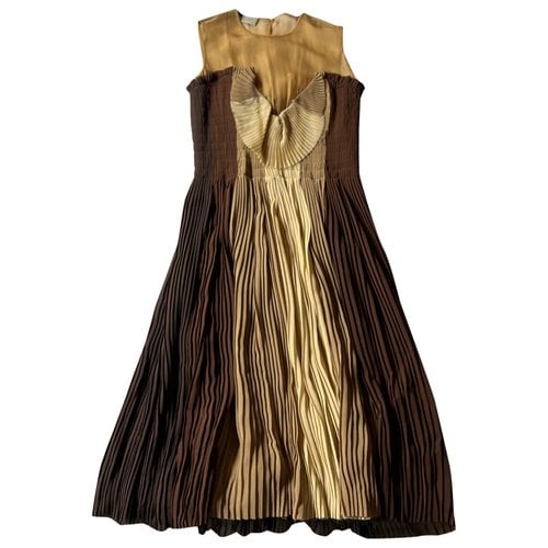 Pre-owned Trussardi Silk Maxi Dress In Brown