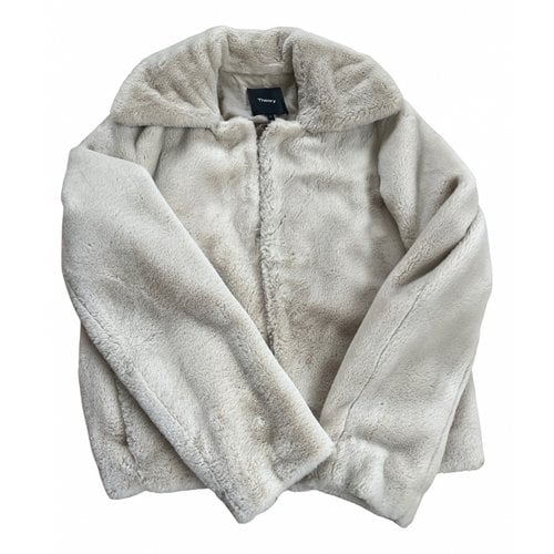 Pre-owned Theory Faux Fur Jacket In Beige