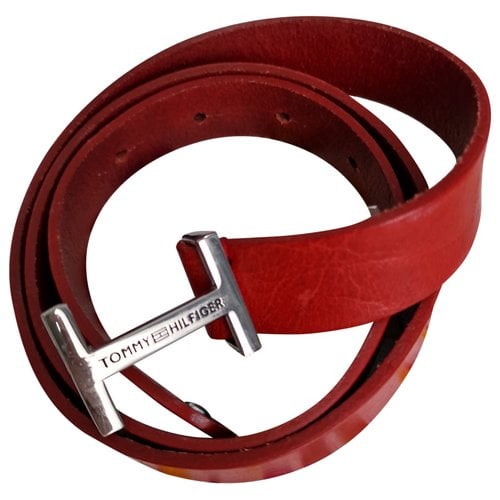 Pre-owned Tommy Hilfiger Leather Belt In Red