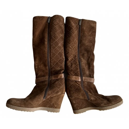 Pre-owned Aquatalia Shearling Snow Boots In Brown