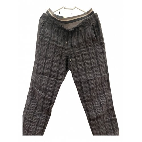 Pre-owned Brunello Cucinelli Linen Straight Pants In Anthracite