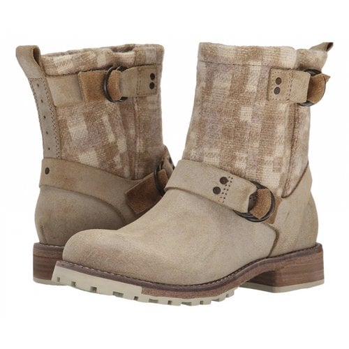 Pre-owned Woolrich Leather Ankle Boots In Beige