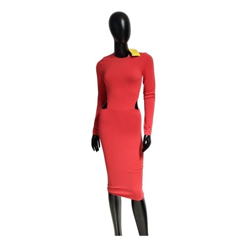 Pre-owned Amina Muaddi Mid-length Dress In Red