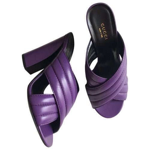 Pre-owned Gucci Leather Mules In Purple