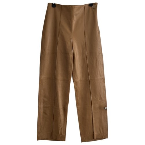 Pre-owned Vince Leather Straight Pants In Camel