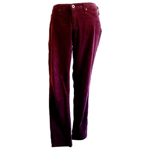 Pre-owned Ag Trousers In Burgundy