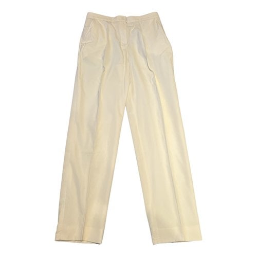 Pre-owned Saint Laurent Wool Straight Pants In White
