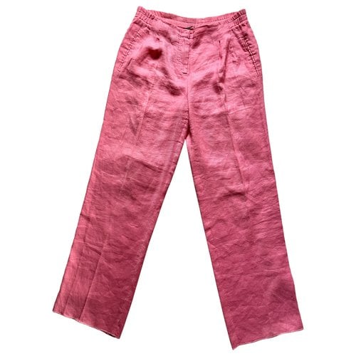 Pre-owned Ermanno Scervino Linen Large Pants In Pink