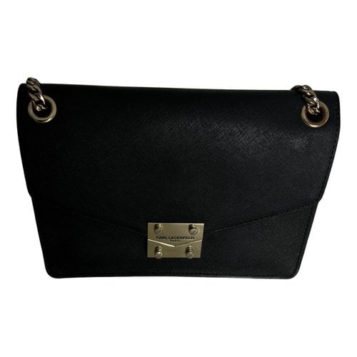 Pre-owned Karl Lagerfeld Vegan Leather Handbag In Black