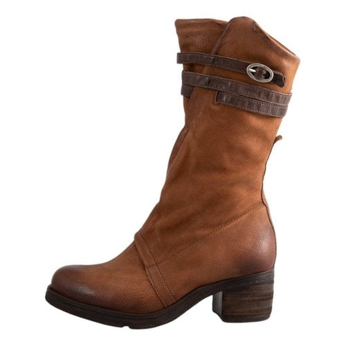Pre-owned Mjus Leather Western Boots In Brown