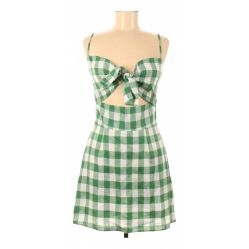 Pre-owned Reformation Linen Mini Dress In Green