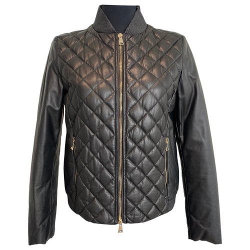 Pre-owned Moncler Leather Jacket In Black