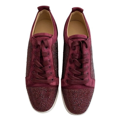 Pre-owned Christian Louboutin Louis Low Trainers In Burgundy