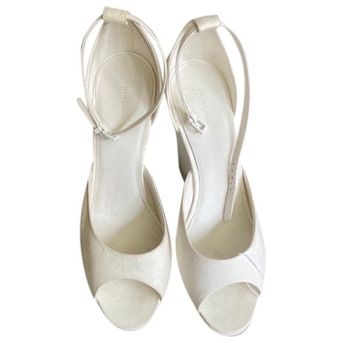 Pre-owned Celine Leather Sandals In White