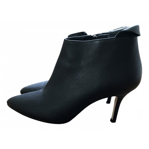 Pre-owned Yvonne Kone Leather Ankle Boots In Black