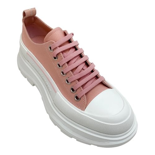 Pre-owned Alexander Mcqueen Cloth Trainers In Pink