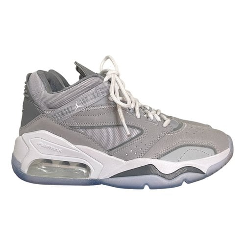 Pre-owned Jordan Leather Trainers In Grey