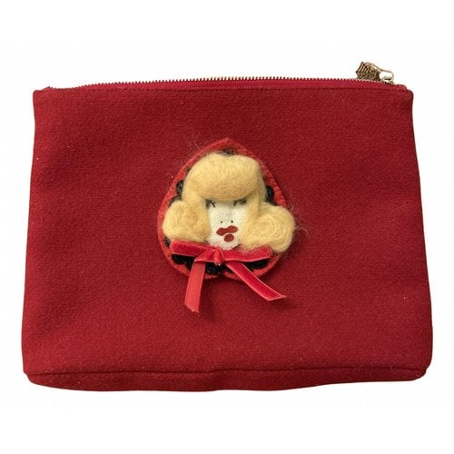 Pre-owned Charlotte Olympia Wool Clutch Bag In Red