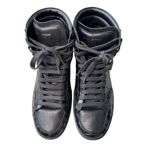 Pre-owned Saint Laurent Leather High Trainers In Black