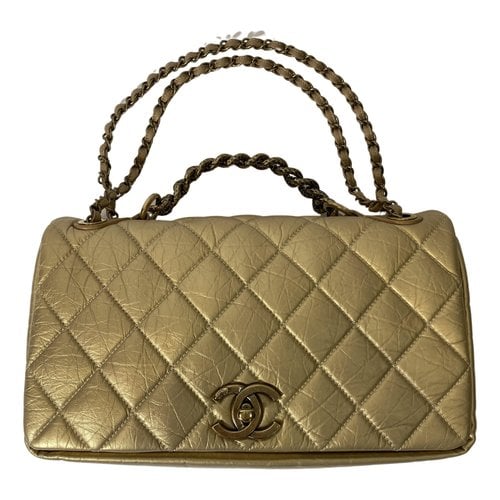 Pre-owned Chanel 2.55 Leather Handbag In Gold