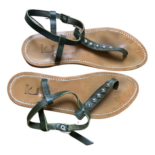 Pre-owned K.jacques Leather Sandals In Khaki
