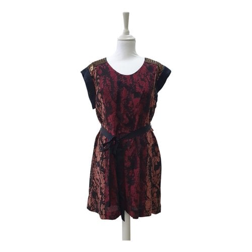 Pre-owned French Connection Silk Mini Dress In Burgundy