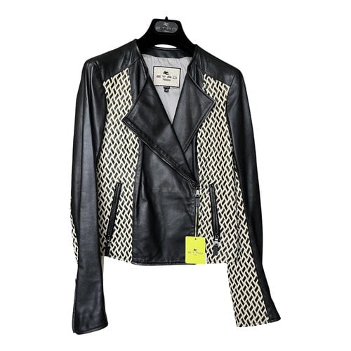 Pre-owned Etro Leather Jacket In Black