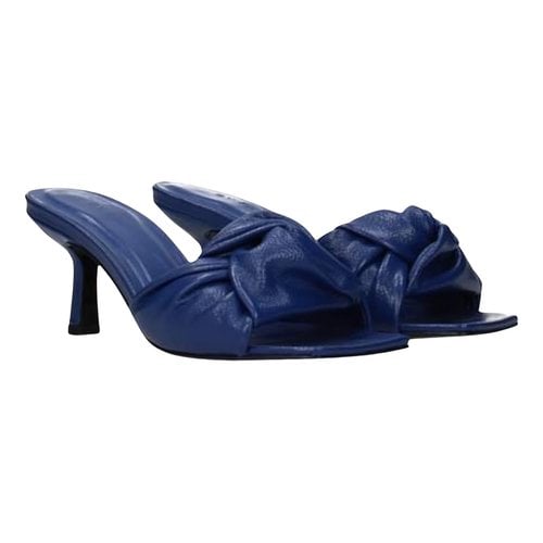 Pre-owned By Far Leather Sandal In Blue