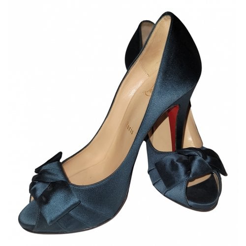 Pre-owned Christian Louboutin Cloth Heels In Blue