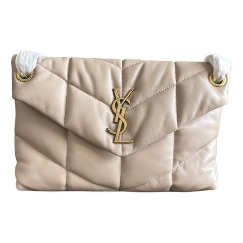 Pre-owned Saint Laurent Loulou Leather Crossbody Bag In Beige