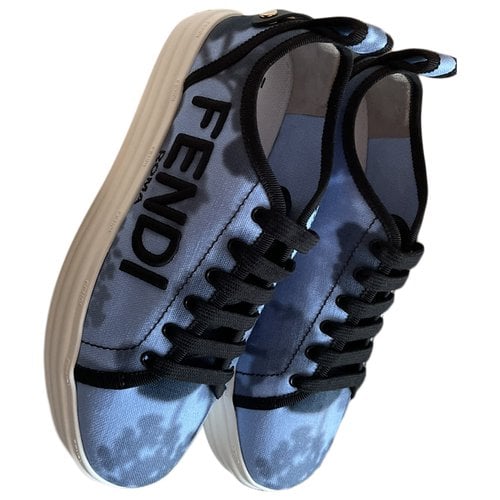 Pre-owned Fendi Rise Cloth Trainers In Blue