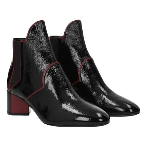 Pre-owned Pierre Hardy Patent Leather Ankle Boots In Black