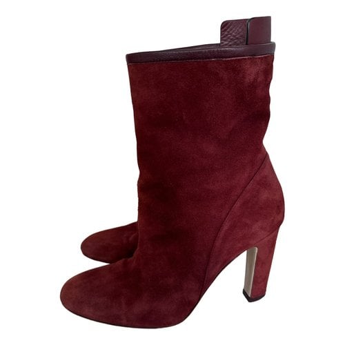 Pre-owned Stuart Weitzman Ankle Boots In Burgundy