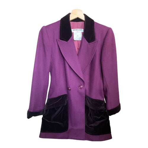 Pre-owned Saint Laurent Wool Coat In Purple