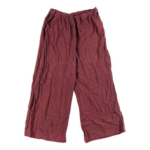 Pre-owned Rachel Pally Linen Straight Pants In Red
