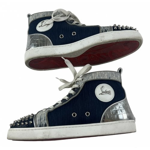 Pre-owned Christian Louboutin Leather Trainers In Blue