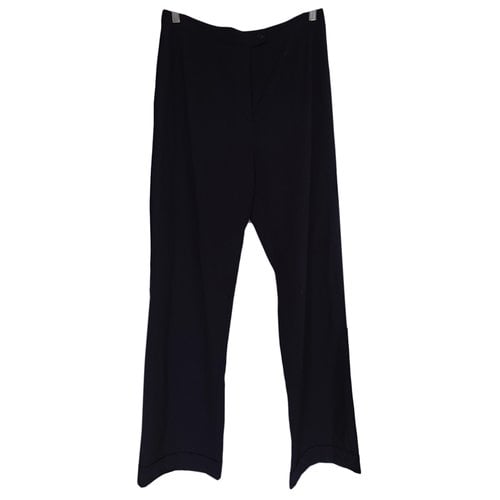 Pre-owned Pauw Wool Straight Pants In Navy