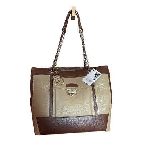 Pre-owned Moschino Love Leather Handbag In Camel
