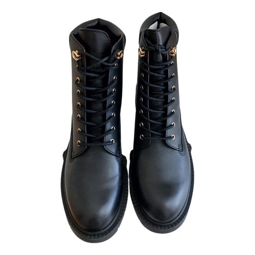 Pre-owned Coach Leather Lace Up Boots In Black