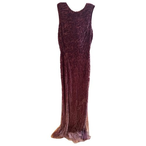 Pre-owned Monique Lhuillier Silk Maxi Dress In Burgundy