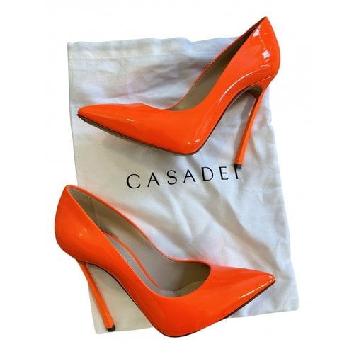 Pre-owned Casadei Patent Leather Heels In Orange