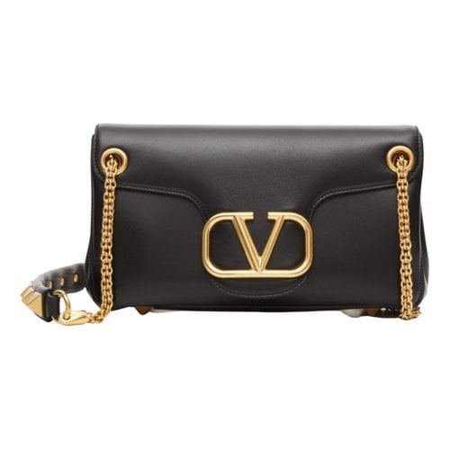 Pre-owned Valentino Garavani Vlogo Leather Crossbody Bag In Black