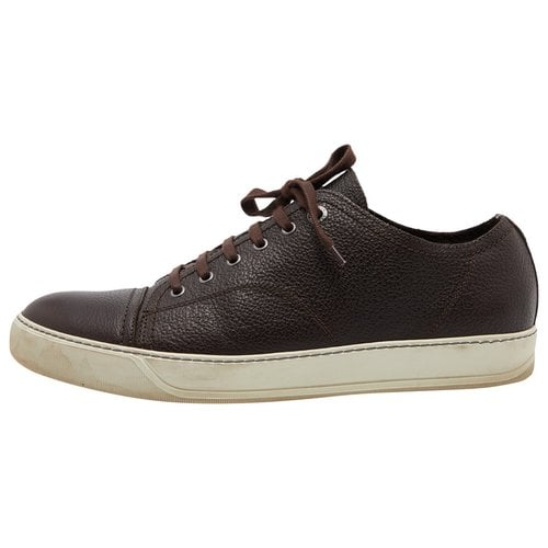 Pre-owned Lanvin Leather Trainers In Brown